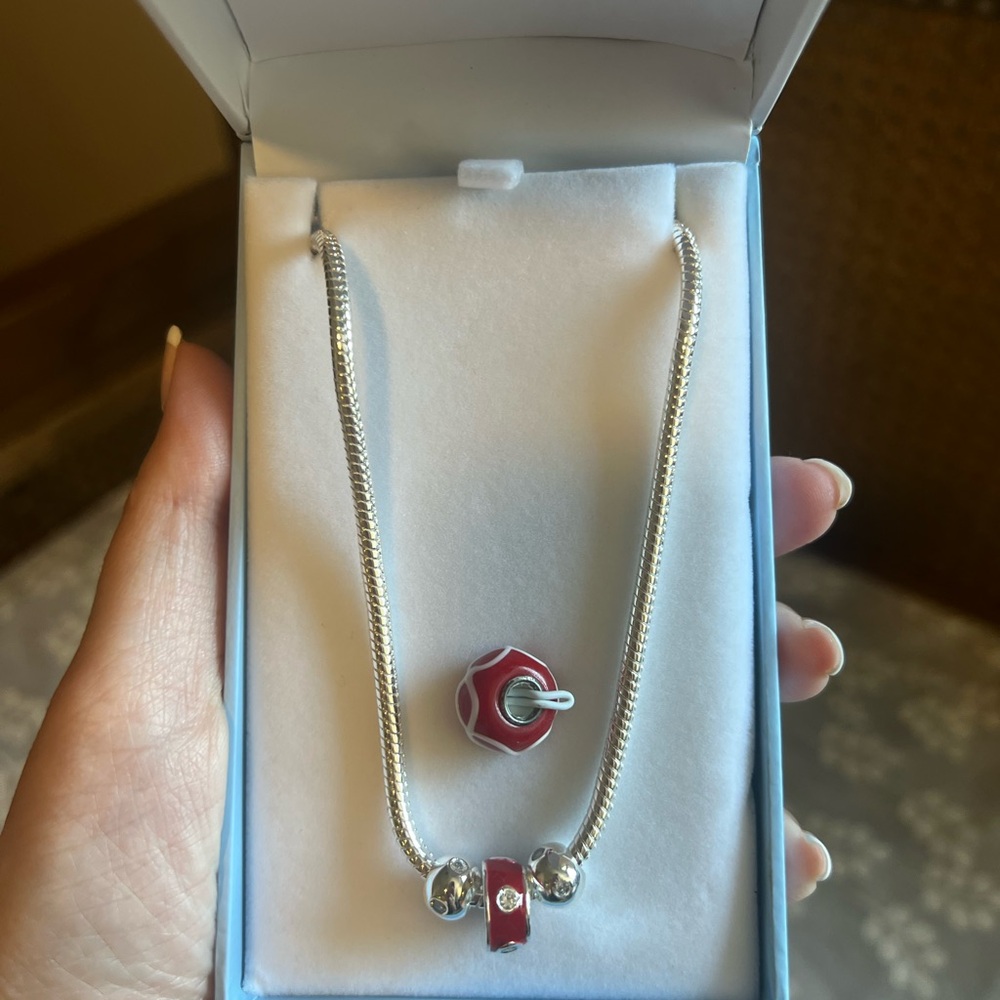 Newbridge Silverware Red and Silver Bead Necklace - Picture 2 of 3